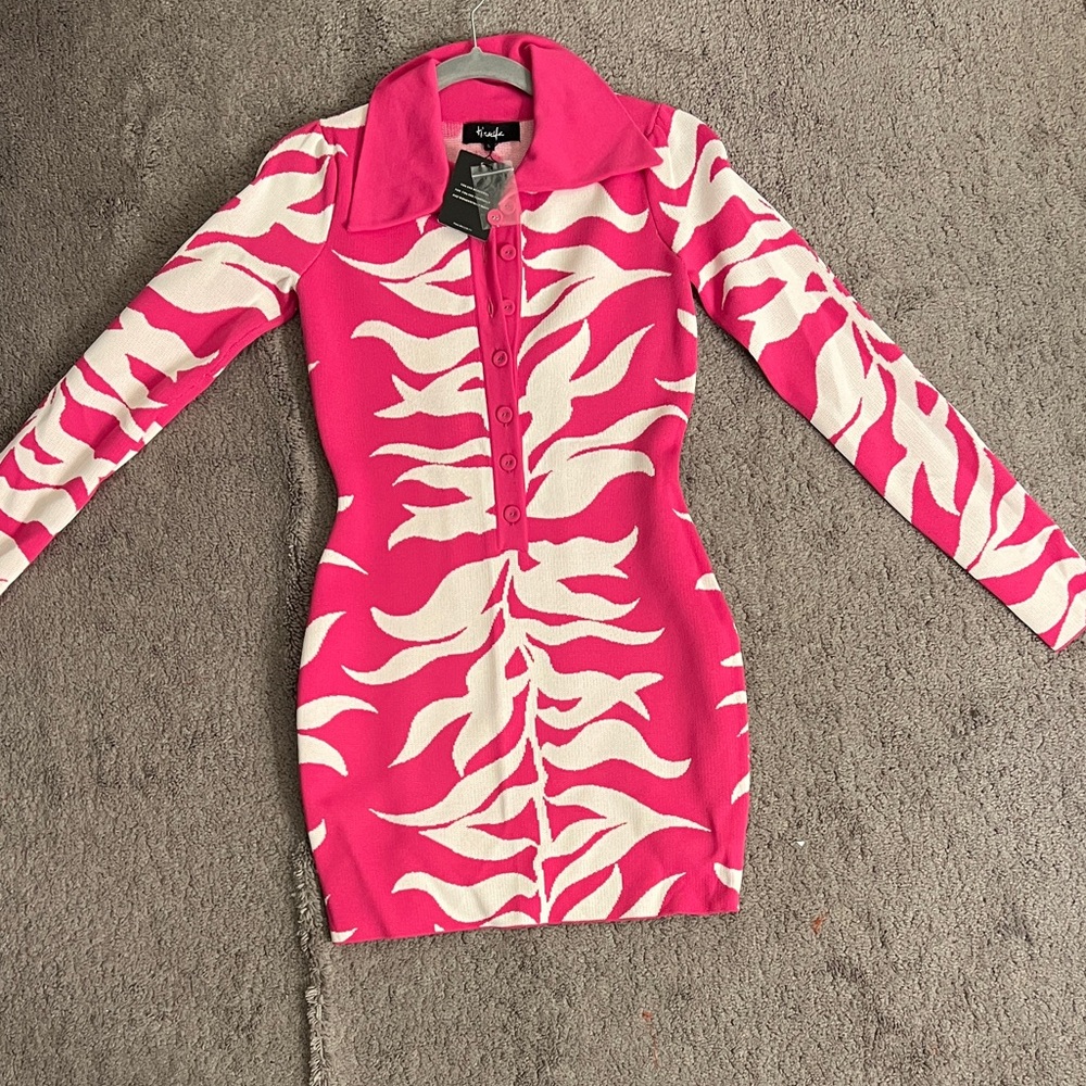 Pink and White Patterned Dress